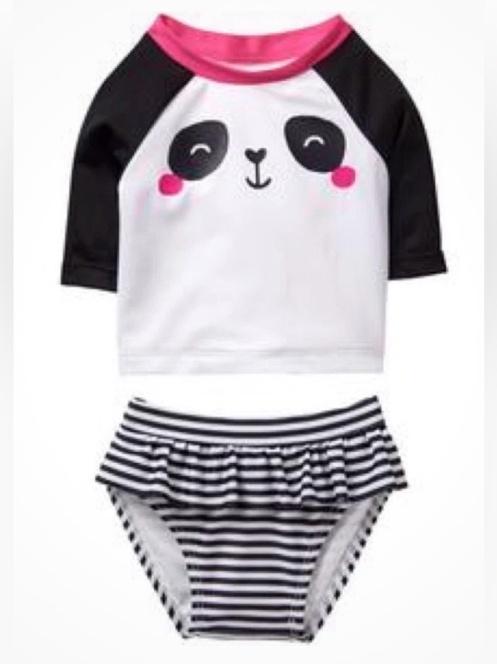 GYMBOREE BABY BUDDIES PANDA BEAR 2PC RASHGUARD SWIMSET SIZE 3-6 MONTHS